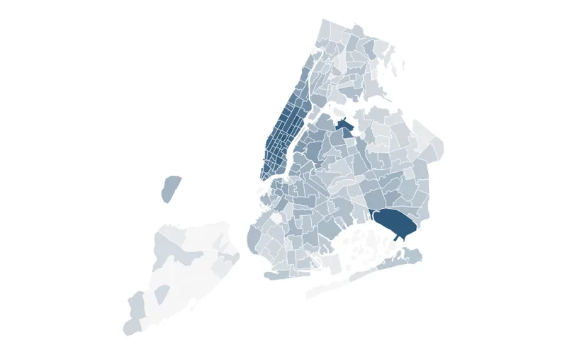 Map comparing yellow-taxi activity across New York City taxi zones.